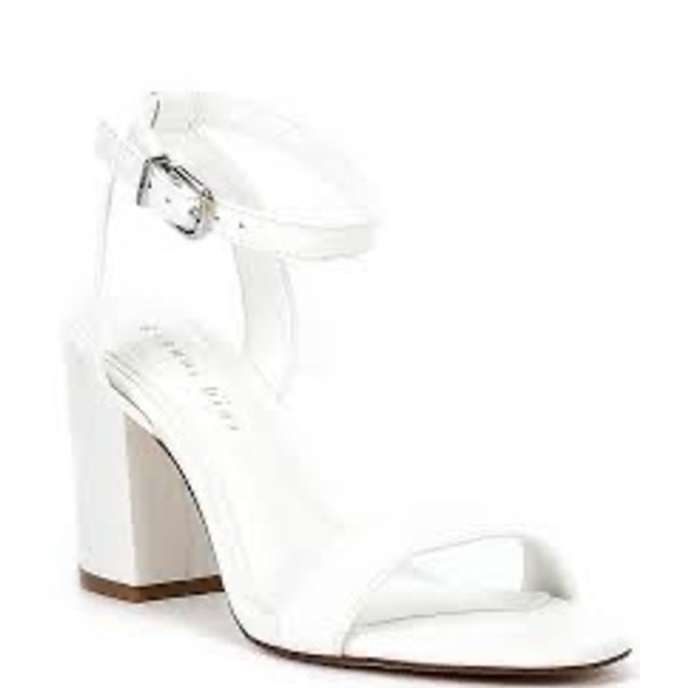 Gianni Bini Arleena Womens White Leather Ankle Strap Block Heel Sandals Size 8M